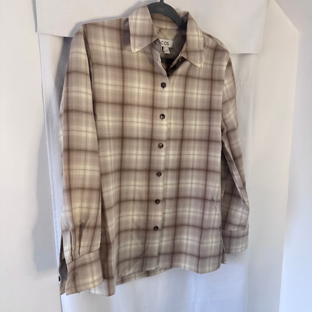 New Cos Checked Flannel Button Down Long Sleeve S… - image 2